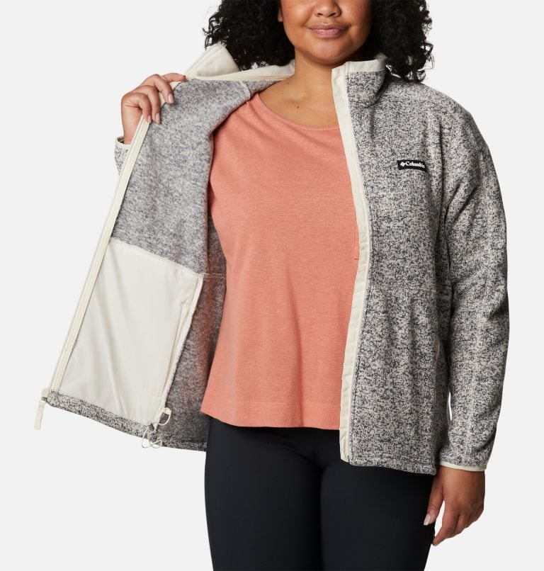 Women's Columbia Sweater Weather Full Zip Fleece Jackets Grey | Plus Size CA-OC5A3